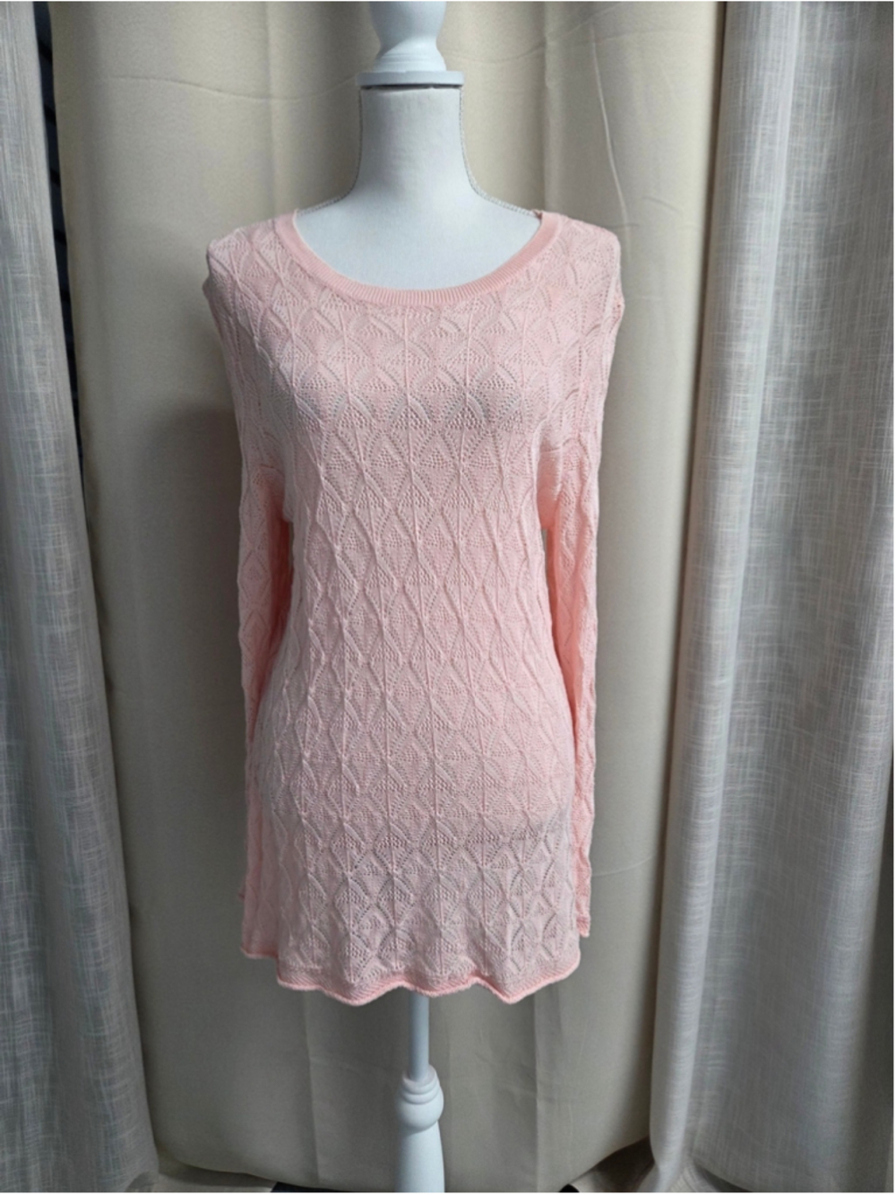 Charlie Paige Pink Soft Girl Coquette Dainty Pointelle Top Size L/XL